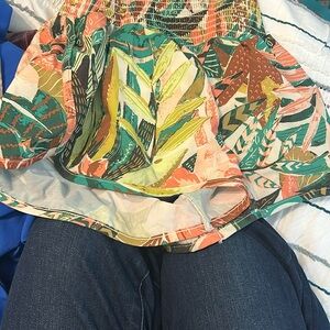 Aerie Green and Yellow Athletic Shorts Peplum Style